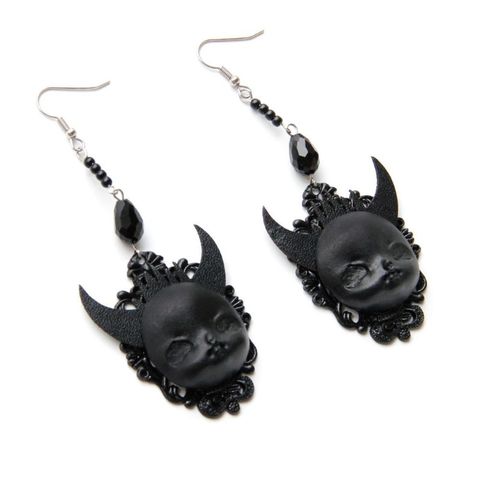 Gothic Punk Black Lolita Earrings Devil Death Earrings Witch Babys Dolls Drop Earrings Halloween Costume Fashion Jewelry ► Photo 1/6
