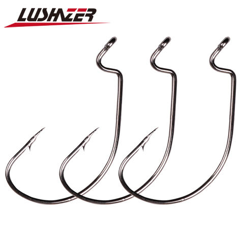 30pcs/50pcs/100pcs Fishing Hook Carbon Steel Wide Crank Offset Fishhook For Soft Lure Bass Barbed Carp Fishing Tackle Worm Hook ► Photo 1/6