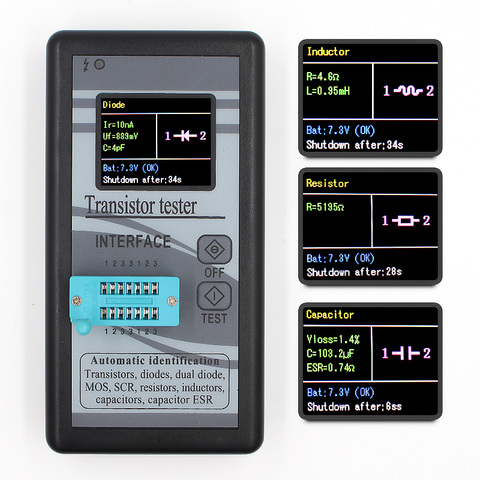 Multi-purpose Transistor Tester 128*160 Diode Thyristor Capacitance Resistor Inductance MOSFET ESR LCR Meter TFT Color Display ► Photo 1/6