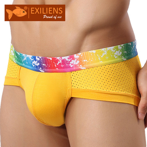 [EXILIENS] Hot Underwears Men's Shorts Briefs Sexy Modal Mesh breathable Male Man Underpants Brand GAY Solid Comfy Size L-XXXL ► Photo 1/6