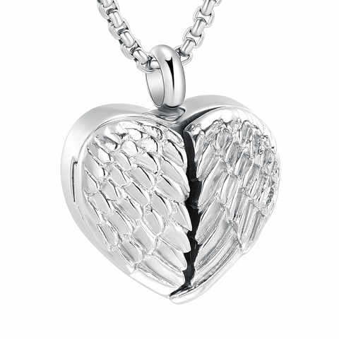 Openable Angel WIng For Photo Of Loved Ones /Pets Always in My Heart Cremation Urn pendant Necklace Hold Ashes  - Engravable ► Photo 1/3