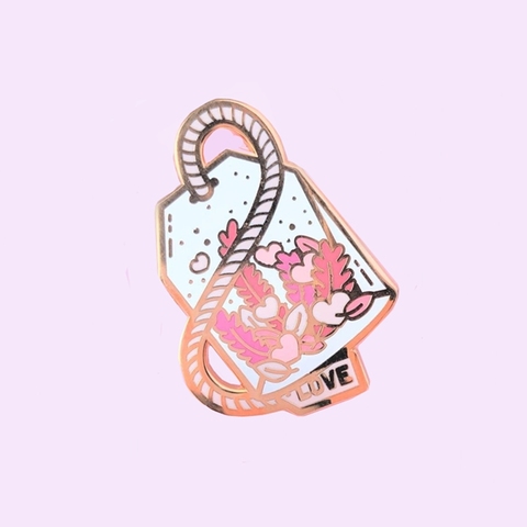 Cute Pink Herbal Flower Love Potion Tea Enamel Pins Black Tea Drinkers Lapel Pin Gifts Badge Brooch ► Photo 1/4