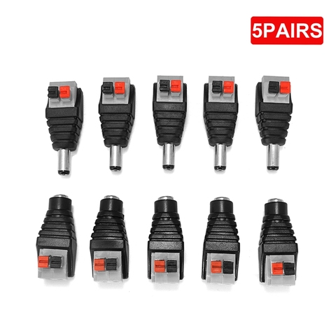 5/10pcs Female Male DC Plug Connectors 2.1*5.5mm No Screws Jack Power Adapter Connector For LED Strip CCTV Camera Solar Panel ► Photo 1/6