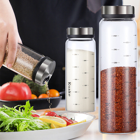 Holaroom High Borosilicate Glass Seasoning Can Salt Sesame Solid Condiment Seal Bottle Pepper Spice Shaker With Rotary ZM919 ► Photo 1/5