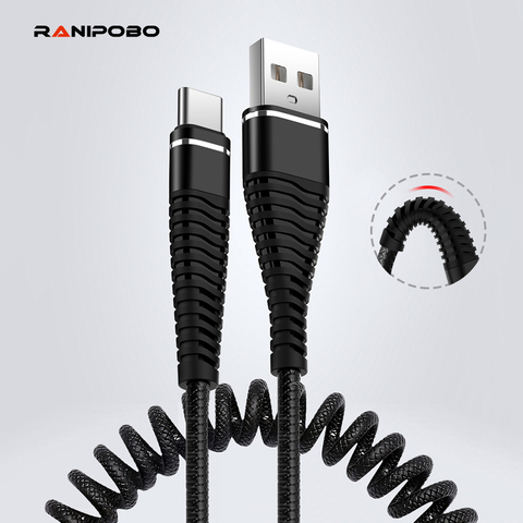 Spring Micro USB Type C Fast Charging Cable For Samsung S8 S9 S7 Edge Car Retractable Data Cord For Huawei P30 lite Redmi Note 7 ► Photo 1/6