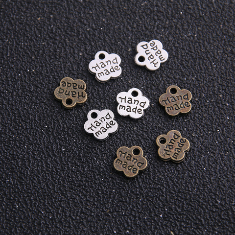 60pcs Fashion Jewelry Findings,,metal tags for jewelry,Alloy Two color 8*8MM plum flower plate Hand made letter charms ► Photo 1/4
