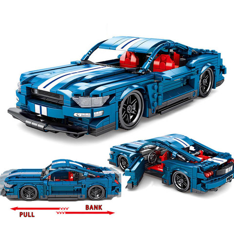 Creator Pull Back Car Forded Mustang Racing Sports Vehicle MOC Building Blocks Supercar Bricks Classic Model Kit Kids Toys Gift ► Photo 1/6