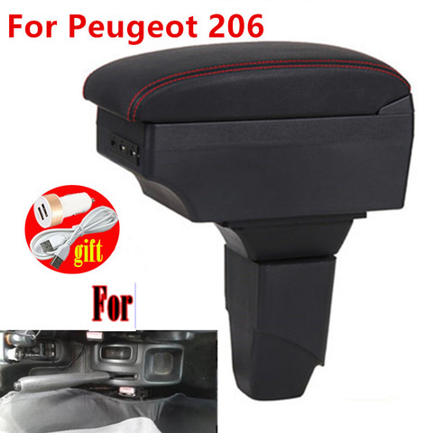 For PEUGEOT 206 Armrest Interior Parts Car Armrest box Retrofit parts Storage box car accessories Interior with USB LED ► Photo 1/6