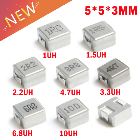 10pcs 0530 SMD Power Inductors 1UH 2.2UH 3.3UH 4.7UH 6.8UH 10UH Chip Inductor 0530 5*5*3 1R0 2R2 3R3 4R7 6R8 100 Hot New 5x5x3 ► Photo 1/6