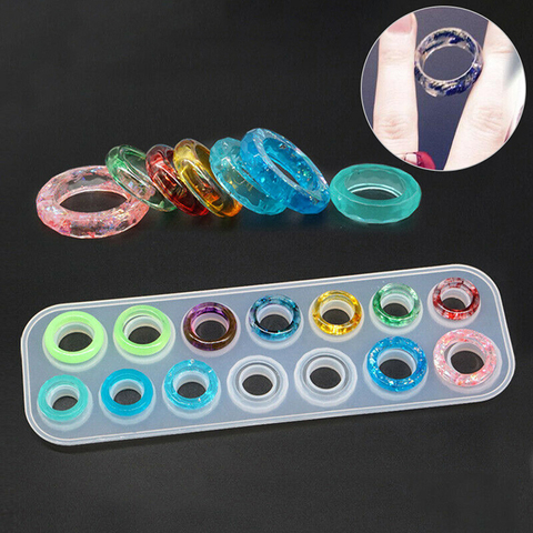 14 Hole Rings Mold Collection Handmade DIY Making Ring Jewelry Silicone Mold Crystal Epoxy Mould Epoxy Resin For Jewelry Making ► Photo 1/6