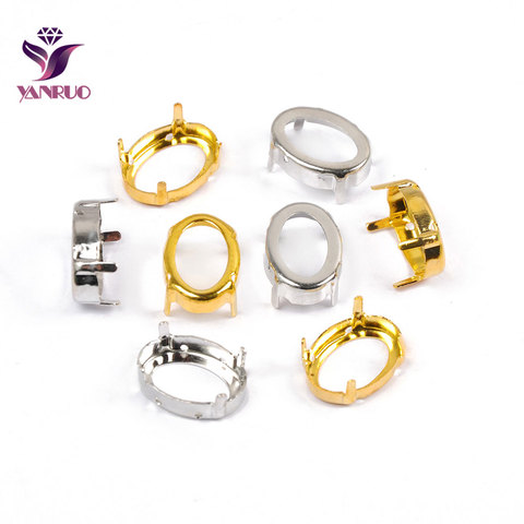 YANRUO Oval Claw Setting Copper Sew on Rhinestones Base Silver Gold Sewing Garment DIY ► Photo 1/6