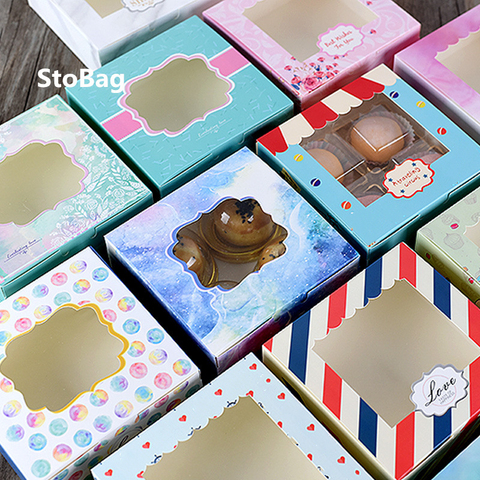 StoBag 5pcs For You Love Cookie Baking Packing Box Donuts Chocolate Gift Box With Window Birthday Christmas Event & Party Favors ► Photo 1/5