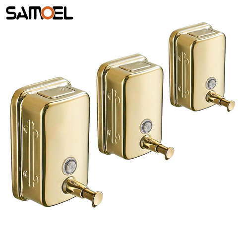 Luxury Golden Stainless Steel Wall Mounted Hand Liquid Soap Dispenser 500ML Gold Metal Shampoo Dispenser SD1006 ► Photo 1/6