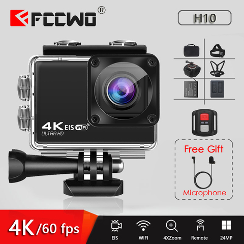 EIS Anti-shake Action Camera 4K/60FPS 24MP WIFI 2.0