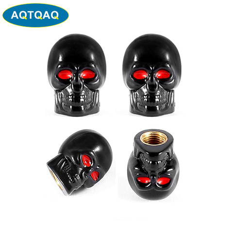 4Pcs/Set Universal Car Skull Style Antirust Copper Core Motorcycle Bike Car Wheel Tyre Tires Valve Stem Caps ► Photo 1/6