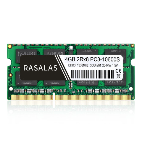 Rasalas 4GB 2Rx8 PC3-10600S DDR3 1333Mhz SO-DIMM 1,5V Notebook RAM 204Pin Laptop Memory sodimm NO-ECC ► Photo 1/6