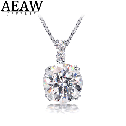 4.0Ct 10mm Round Excellent Cut Moissanite Pendant Necklace DF Color VVS1 18K White Gold Plated Silver 925 ► Photo 1/6