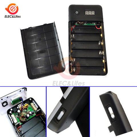 3.3A USB 6x18650 6*18650 Power Bank Battery Box Mobile Phone Charger Shell 18650 Charger Case 3.6V 5V 6V 9V 12V 15V 16V 19V 21V ► Photo 1/6