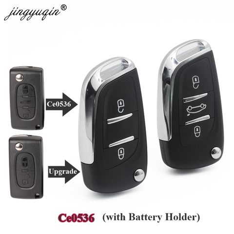 jingyuqin 2/3 BTN Modified Filp Remote Car Key Shell Case For Peugeot 307 408 308 For Citroen C2 C3 C4 C5 HU83/VA2 Blade CE0536 ► Photo 1/5