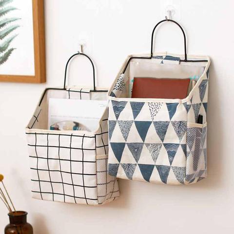 new lattice Hanging storage bag Bedside Storage Organizer Dorm Room Phone Book Magazine Storage Bag Holder with Hook Bed Pocket ► Photo 1/6