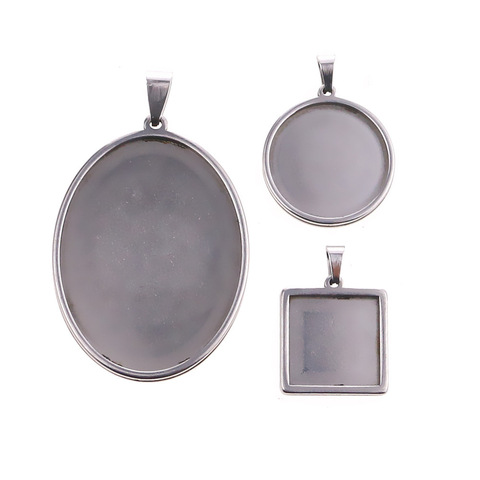 5pcs/lot Stainless Steel Blank 25mm Pendant Tray Oval Base 30x40mm Glass Cabochon Bases Setting for DIY Jewelry Making ► Photo 1/6