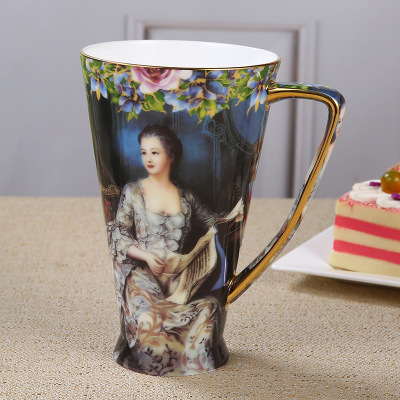 30oz Western Style Vintage Bone China Water Cups Large Capacity Mug Coffee Cup Court ladies ► Photo 1/6