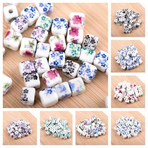 Square Shape Flower  Sphere Ceramic beads  For earrings making Ceramics Quality Ceramics beads 20pieces/lot #A109B ► Photo 1/6