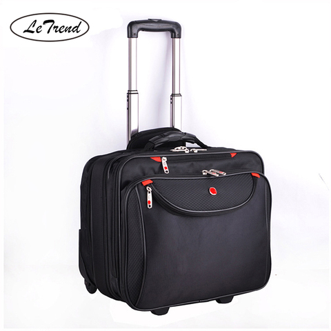 LeTrend 16 inch Multifunction Rolling Luggage Men Business Suitcase Wheels Students Carry on Trolley pilot Computer Travel Bag ► Photo 1/5