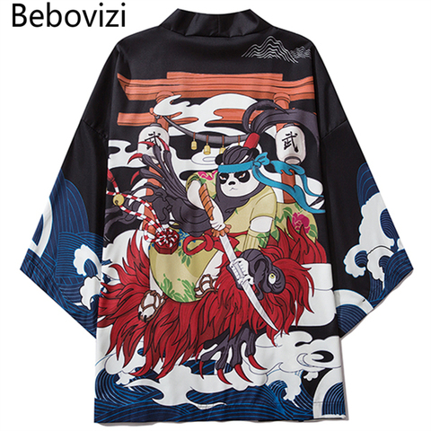 Bebovizi 2022 Summer Men Women Chinese Style Anime Panda Samurai Kimono Streetwear Cardigan Japanese Robe Female Clothing ► Photo 1/6