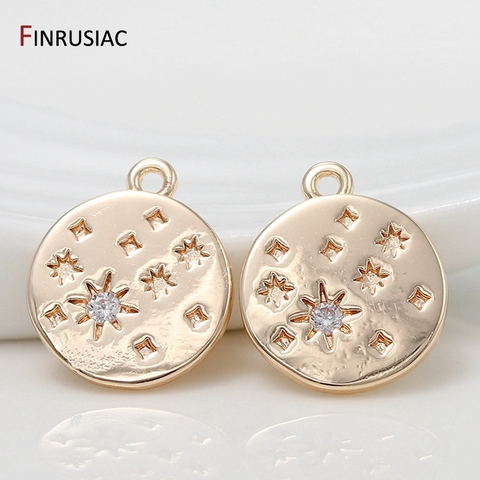 2022 newest design real gold plated inlaid zircon moon star pattern round / starfish charms pendants diy jewelry making ► Photo 1/6