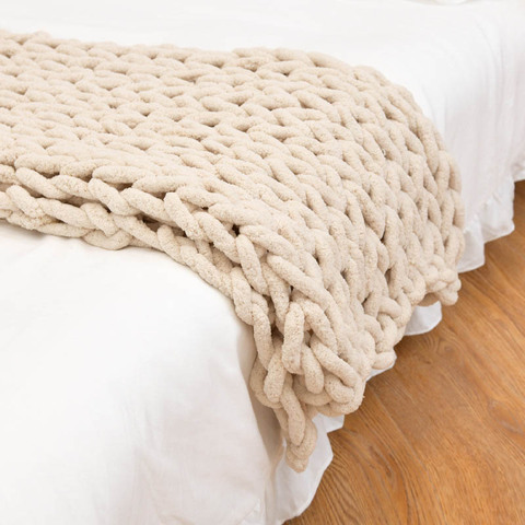 Large Soft Hand Chenille Knitted Blanket Thick Yarn Knitting Sofa Throw Blanket Winter Blankets Drop Shipping ► Photo 1/6