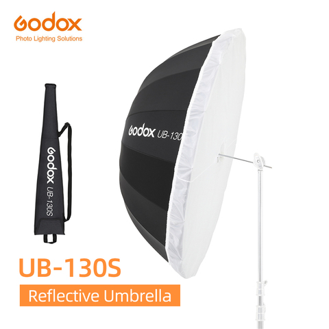 Godox UB-130S 51 inch 130cm Parabolic Black Reflective Umbrella Studio Light Umbrella with Black Silver Diffuser Cover Cloth ► Photo 1/6