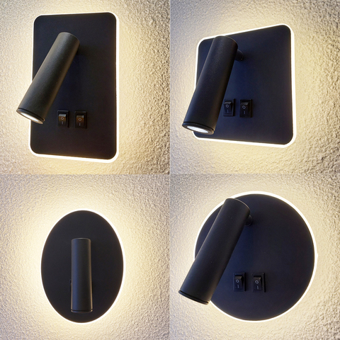 8W Backlight 3W Spotlight LED Wall Lamp Reading Lamp Night Light For Headboard Bedside Bedroom Indoor Lighting 360 Rotation ► Photo 1/6