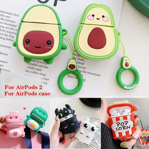 For AirPods 2 Case Cute cartoon funny Avocado fruit Pattern silicon Cover For Airpods Case fundas For Air pods case cover ► Photo 1/6