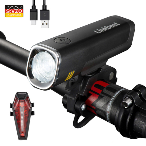 Linkbest 40 Lux USB Rechargeable Bike Light Set  Ultra-Compact Design -Side Light CREE Led Bicycle Light Fit ALL BIKES ► Photo 1/6