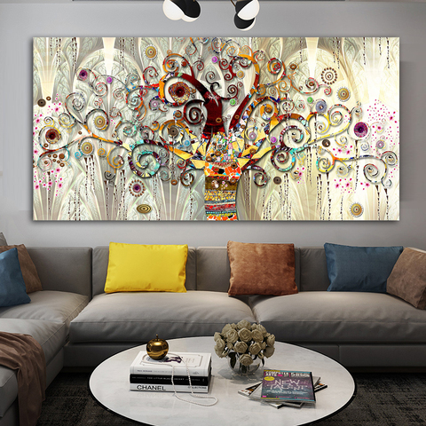 CHENFART Tree of life  Gustav Klimt Landscape Wall Art Canvas Scandinavian Poster Print Modern Wall Art Picture for Living Room ► Photo 1/6