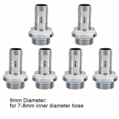 6pcs/set PC Water Cooling Two-Touch Fitting G1/4 Thread Barb Connector Adapters for Tube 6mm 7.2mm 9mm 11m Optional ► Photo 1/6
