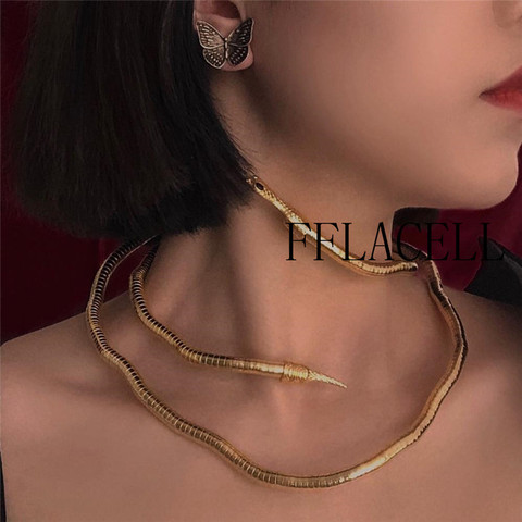 2022 New Gothic Metal Cool Gold Silver Color Winding Snake Necklace for Women and Men Jewelry ► Photo 1/6