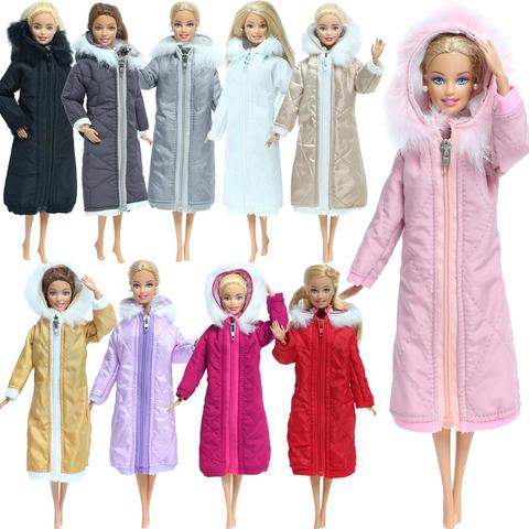 Fashion Multicolor Long Coat Cotton Jacket Zipper Parkas Tops Dress Winter Warm Clothes for Barbie Doll Accessories Kids Toy ► Photo 1/6