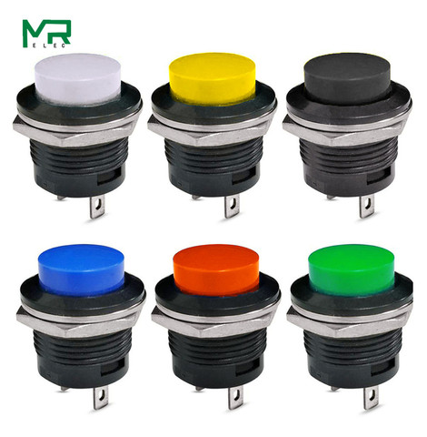1PCS R13-507 Momentary SPST NO Red Black White Yellow Green Blue Round Cap Push Button Switch AC 6A/125V 3A/250V ► Photo 1/6