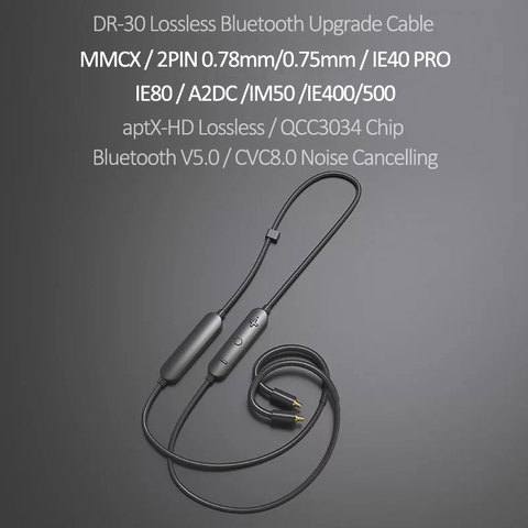 DR-30 Bluetooth Cable 5.0 APTX HD AAC Ear-Hook MMCX 0.75MM 2PIN Earphones Upgrade Cable Bluetooth Adapter for TRN VX KZ ZSX ZSN ► Photo 1/1