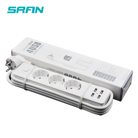 EU Power Strip Socket 2200w 10a socket with usb  4 USB charging ports outlet 5v 2.4a for home office plug with main switch ► Photo 1/3