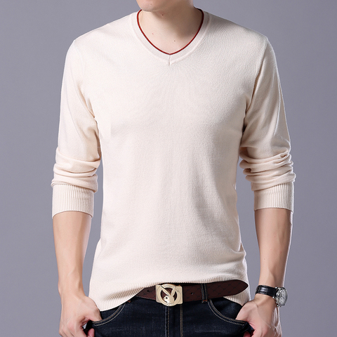 Plus Size 5XL 6XL 7XL Men's Sweater High Quality Cotton Casual Pullover Fashion Men's V-neck Slim High Stretch Pullover Sweater ► Photo 1/6