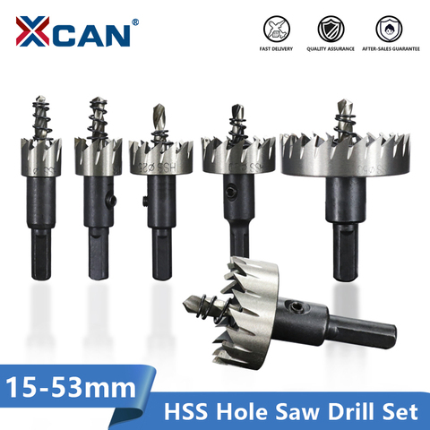 XCAN Carbide Tip HSS Drill Bit Hole Saw Set 15-53mm Metalworking Tools Core Drill Bit for Metal Drilling ► Photo 1/6