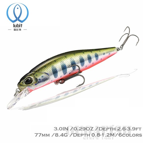 Lubit Jerkbait Minnow Fishing Lure New Bait Mino 77MM 8.4G Wobbler Carp Isca Artificial  Accessories Lures Equipment ► Photo 1/6