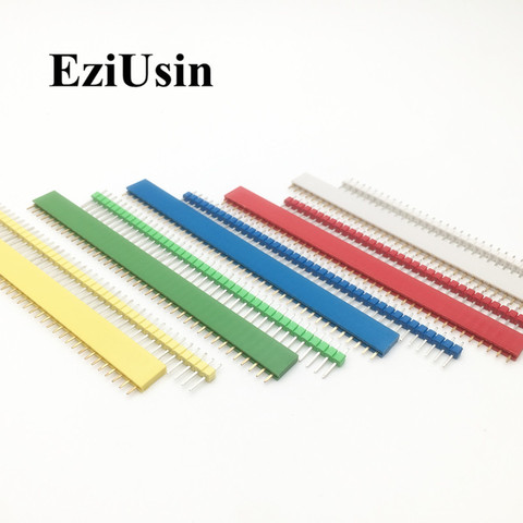 10pcs 5 Pairs 40 Pin 1x40 Single Row Male Female 2.54 Red Yellow Blue White Green Pin Header PCB JST Connector Strip for Arduino ► Photo 1/6