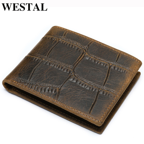 WETSAL Men's Wallet Genuine Leather Wallet Male Purse for Men Bifold Slim Wallets Short Wallets Leather Men Cardholder Money Bag ► Photo 1/6