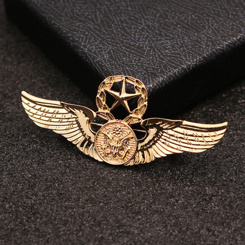 i-Remiel  Glod Silver Color Metal Fashion Retro Eagle Hawk Brooch Pin Angle Wing Badge for Men's Shirt Collar Accessories ► Photo 1/6