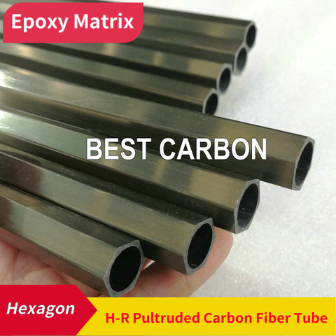 FREE SHIPPING 500mm length Hexagon-Round  Shape Epoxy Matrix Resin Pultruded Carbon Fiber Tube ► Photo 1/6