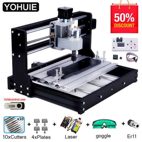 CNC 3018 PRO Laser Engraver Wood CNC Router Machine GRBL ER11 Hobby DIY Engraving Machine for Wood PCB PVC Mini CNC3018 Engraver ► Photo 1/6